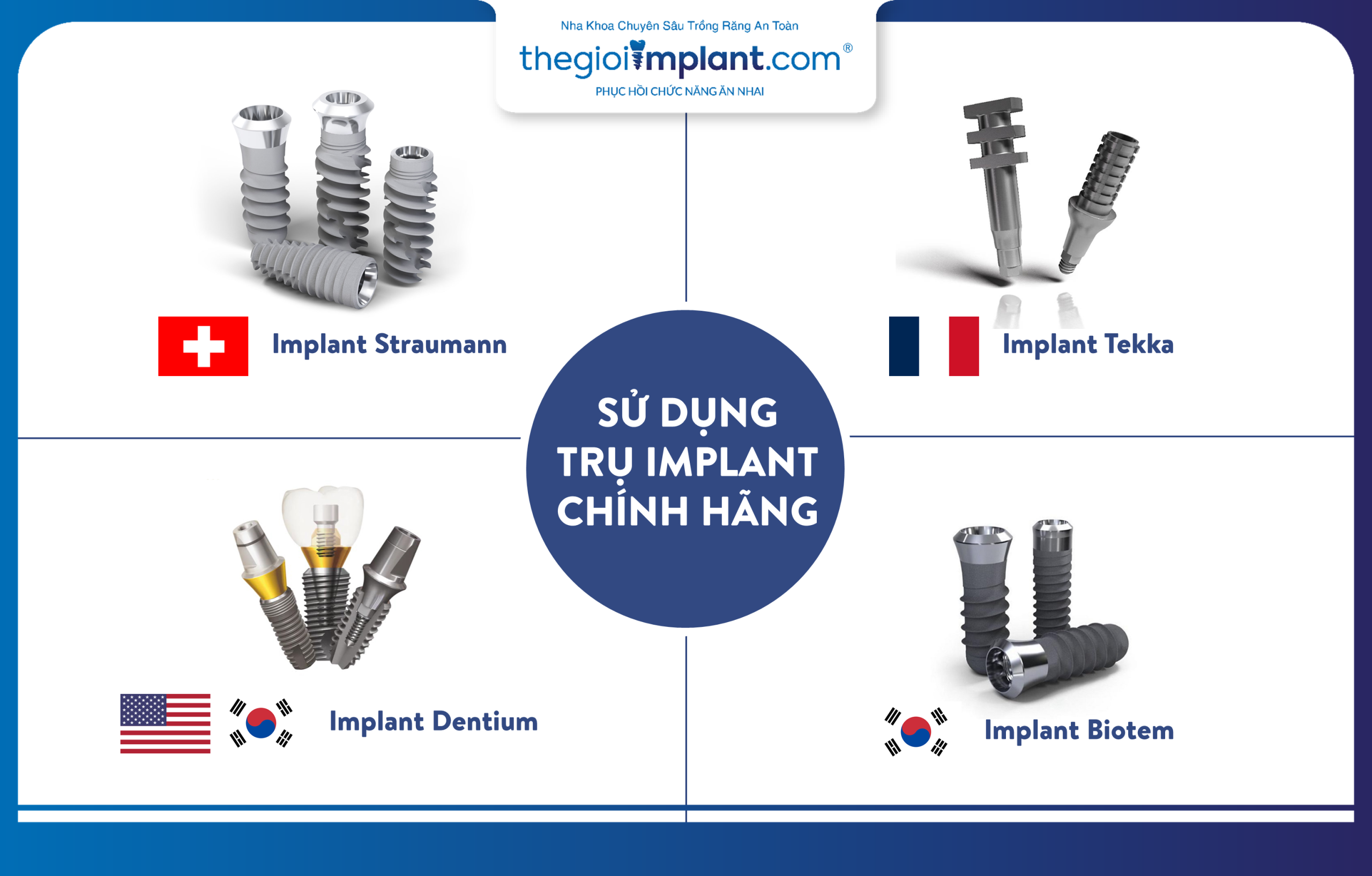 The clinic commits to using genuine and high-quality implant brands