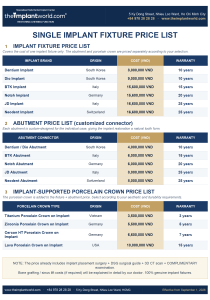 implant fixture abutment crown price list 092026